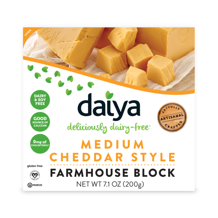 DAIYA: Dairy-Free Medium Cheddar Style Block, 7.1 oz