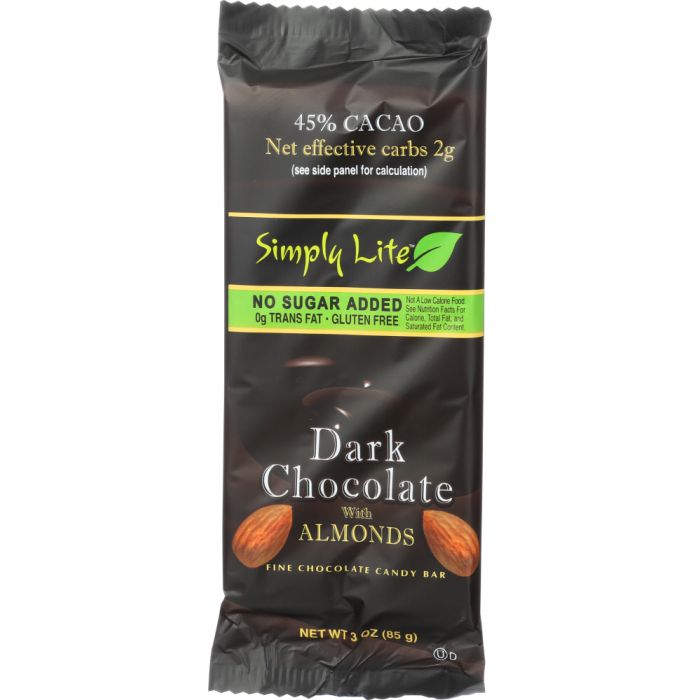 SIMPLY LITE: Chocolate Bar Dark Almond, 3 oz
