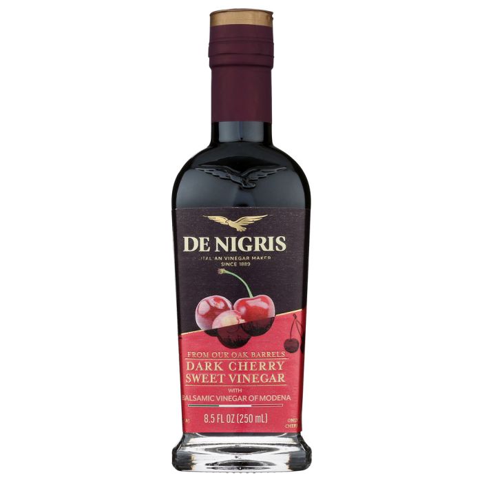 DE NIGRIS: Dark Cherry Sweet Vinegar With Balsamic Vinegar Of Modena, 8.5 fo