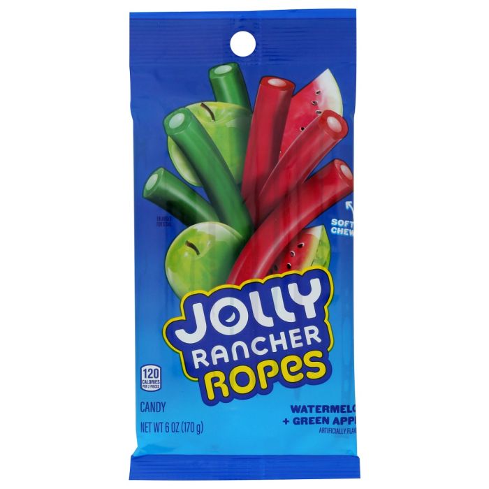 JOLLY RANCHER: Watermelon and Green Apple Junior Ropes Candy, 6 oz