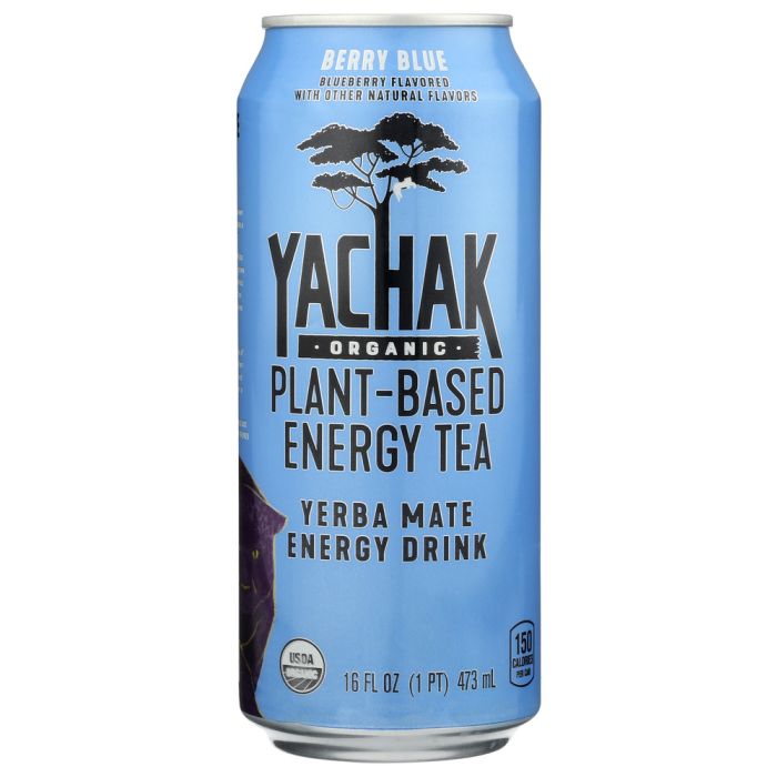 YACHAK ORGANIC: Berry Blue Yerba Mate Energy Drink, 16 fo