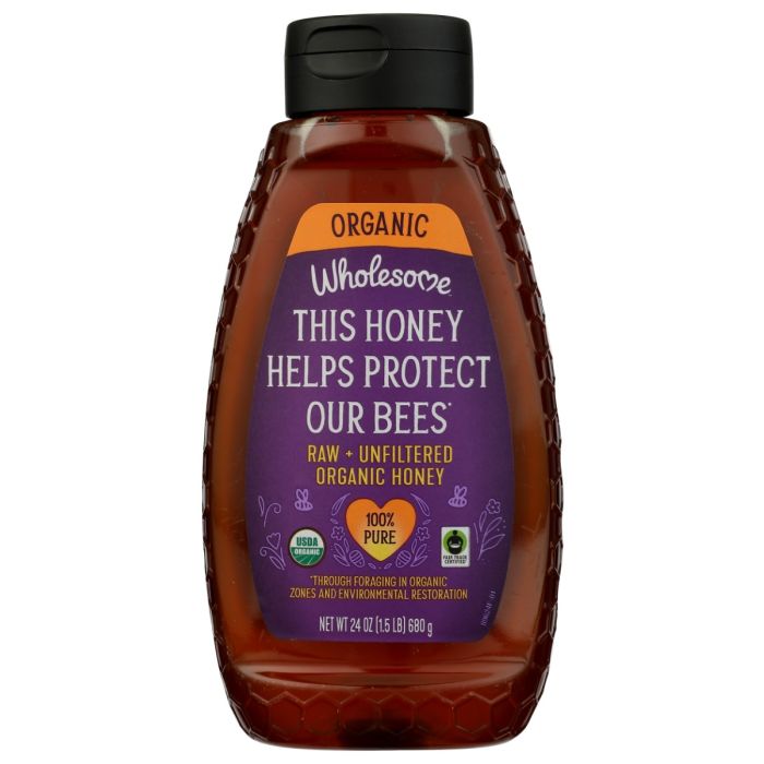 WHOLESOME: Organic Raw Unfiltered Honey, 24 oz
