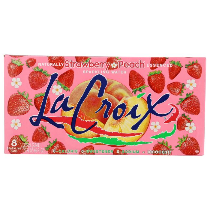 LA CROIX: Strawberry Peach Sparkling Water 8Pk, 96 fo