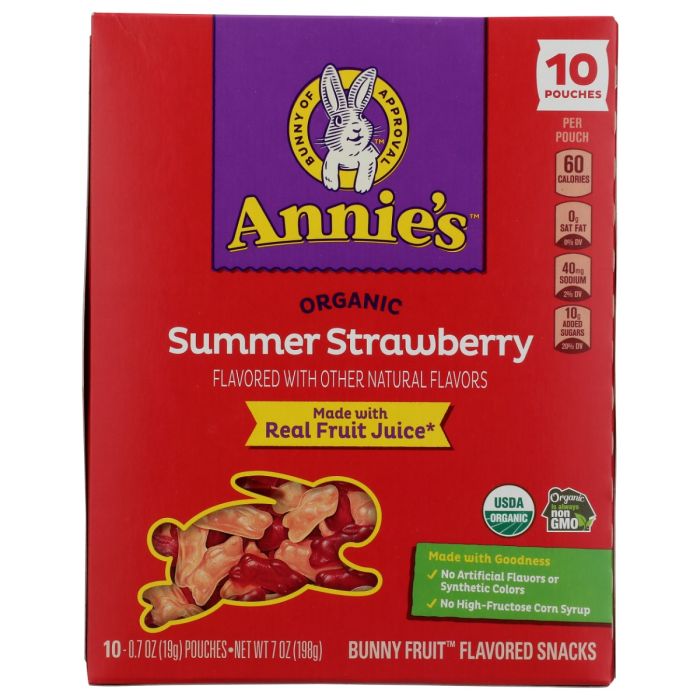 ANNIE'S HOMEGROWN: Organic Summer Strawberry Bunny Fruit Snacks, 7 oz