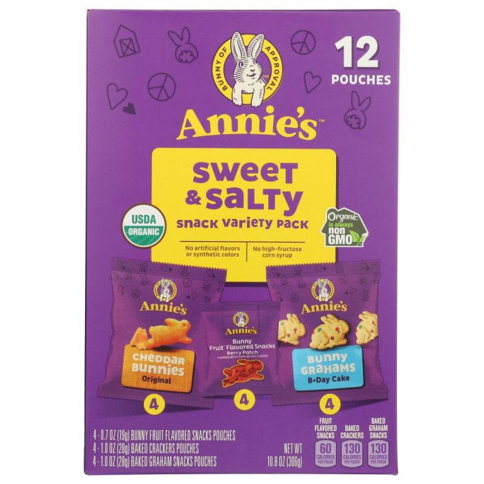ANNIE'S HOMEGROWN: Sweet and Salty Snack Variety Pack, 10.8 oz