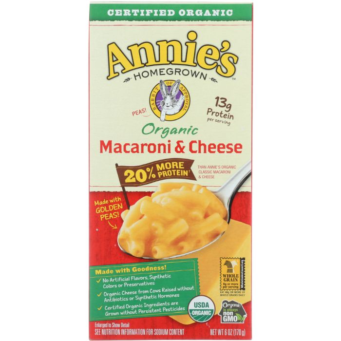 ANNIES HOMEGROWN: Organic Macaroni & Cheese More Protein, 6 oz
