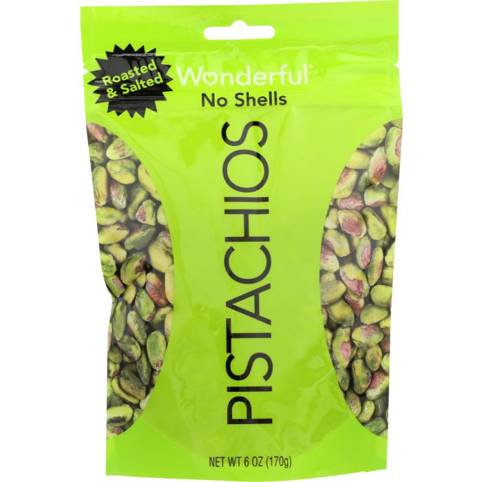 WONDERFUL PISTACHIOS: Roasted & Salted No Shell Pistachios, 6 oz