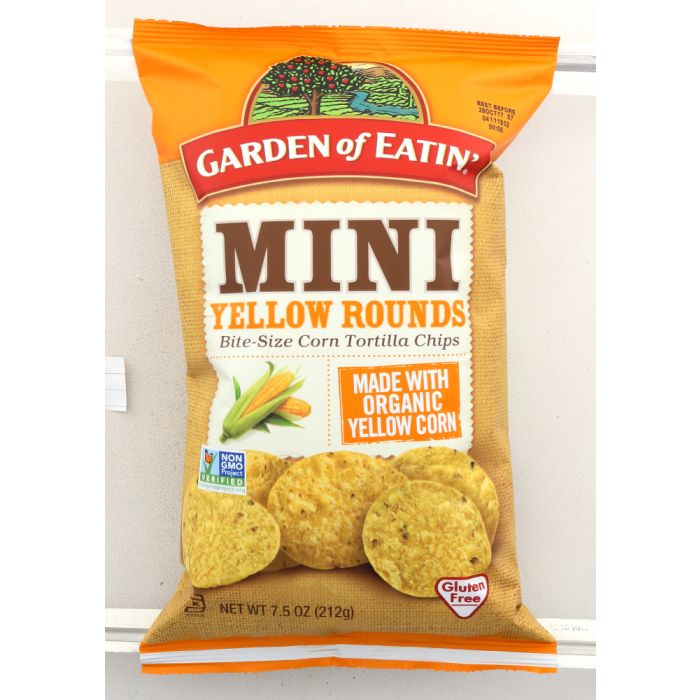 GARDEN OF EATIN: Mini Yellow Rounds Chips, 7.5 Oz