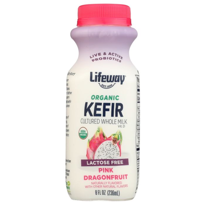 LIFEWAY: Organic Kefir Whole Milk Pink Dragonfruit, 8 fo