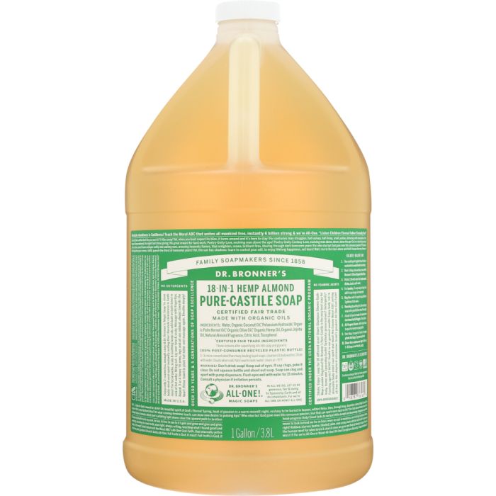 DR BRONNER: Castile Liquid Soap Almond, 128 oz