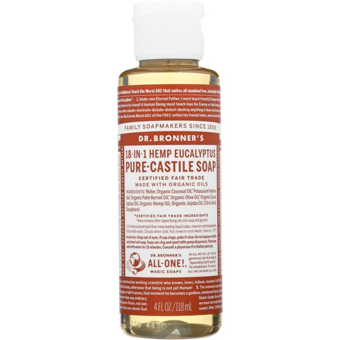 DR BRONNER: Liquid Soap Castile Eucalyptus, 4 oz