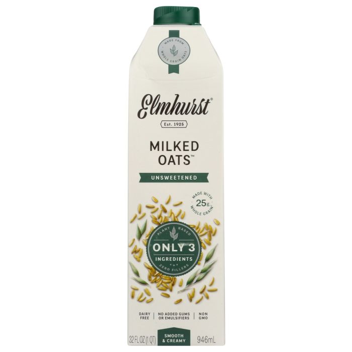 ELMHURST: Milked Oats Unsweetened, 32 fo