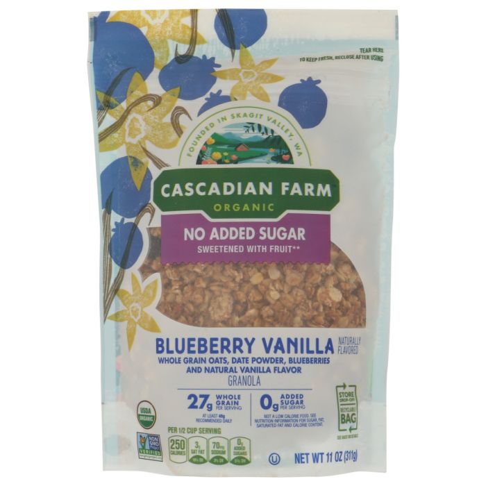 CASCADIAN FARM: No Added Sugar Blueberry Vanilla Granola Cereal, 11 oz