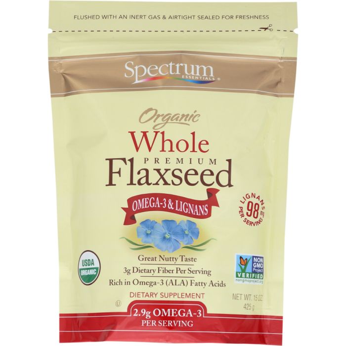 SPECTRUM ESSENTIALS: Organic Whole Premium Flaxseed, 15 oz