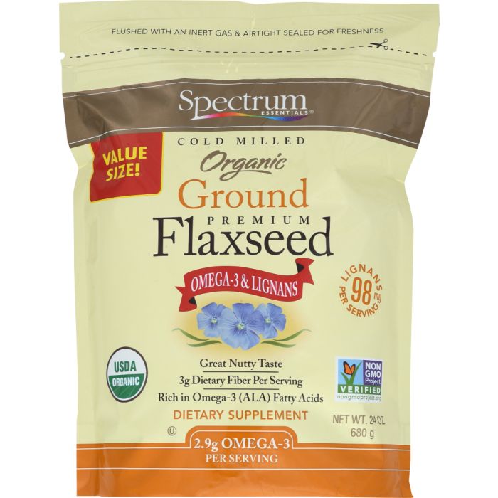 SPECTRUM ESSENTIALS: Organic Cold Milled Ground Premium Flaxseed, 24 oz