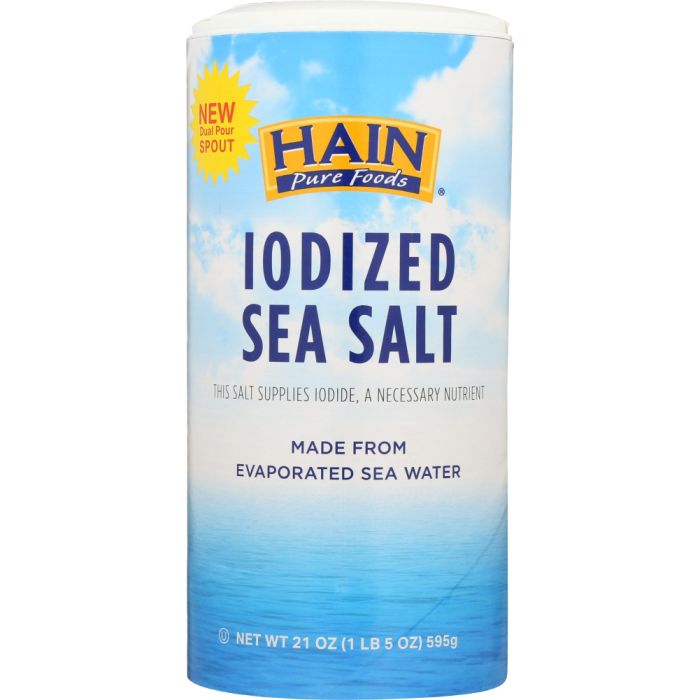 HAIN: Pure Foods Iodized Sea Salt, 21 oz