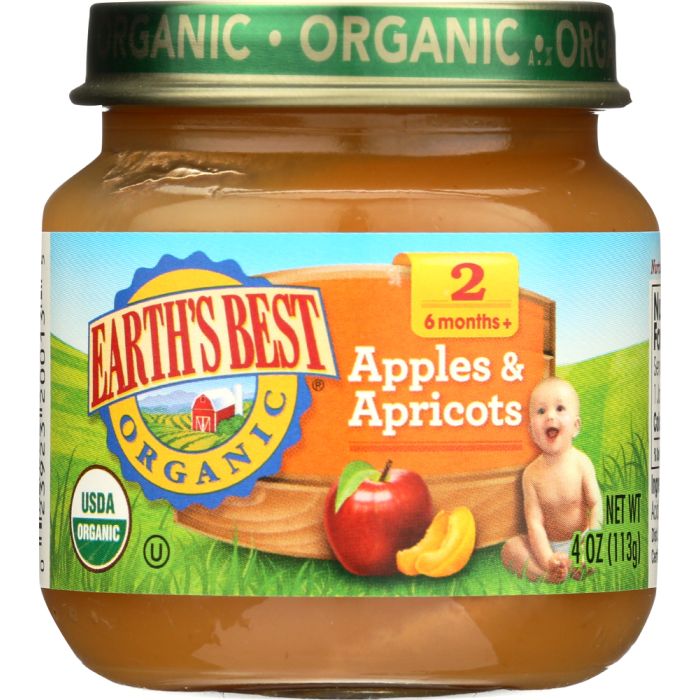 EARTHS BEST: Strained Apple and Apricot Organic, 4 oz
