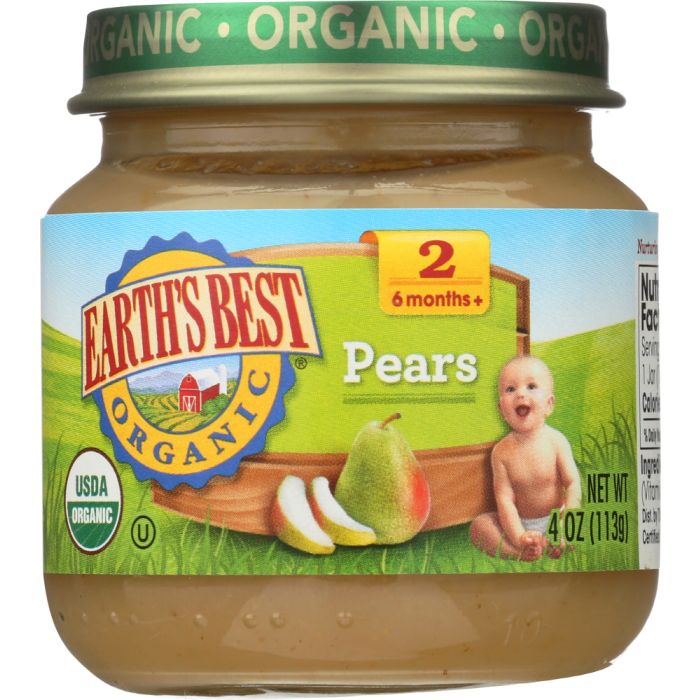 EARTHS BEST: Organic Strained Pears, 4 oz