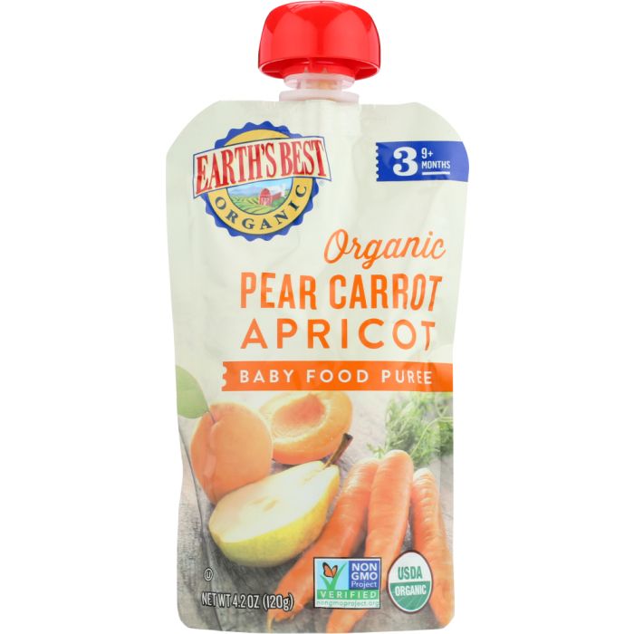 EARTH'S BEST: Organic Baby Food Stage 3 Pear Carrot Apricot, 4.2 oz