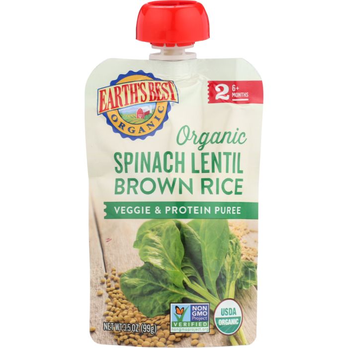 EARTHS BEST: Spinach Lentil and Brown Rice, 3.5 oz