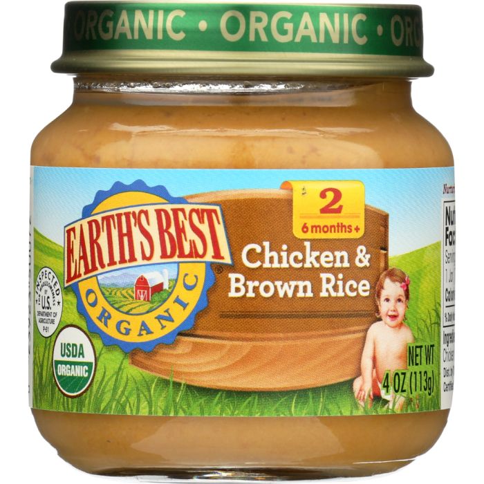 EARTHS BEST: Strained Chicken and Brown Rice, 4 oz