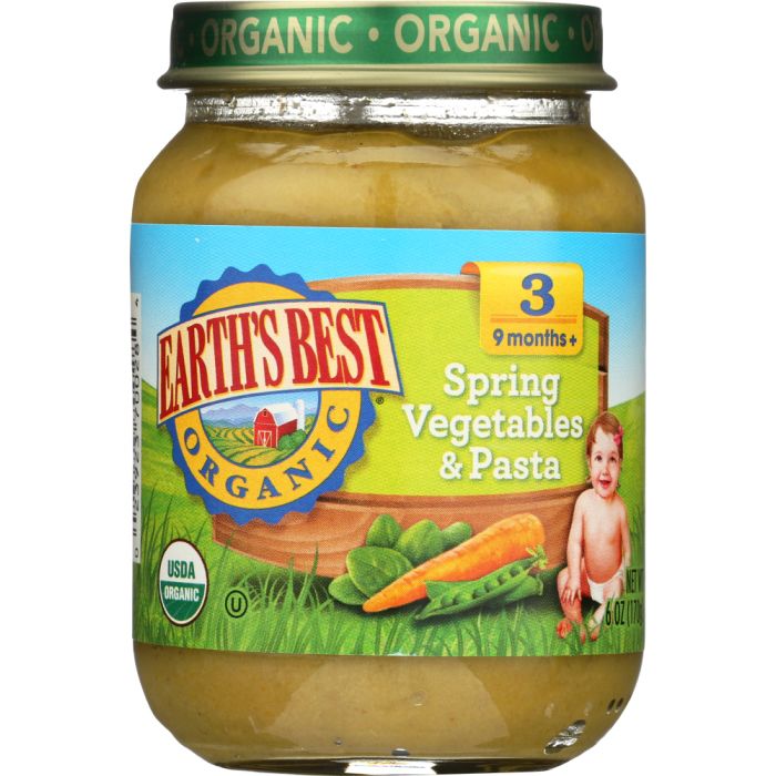 EARTH'S BEST: Organic Baby Food Stage 3 Spring Vegetables and Pasta, 6 oz