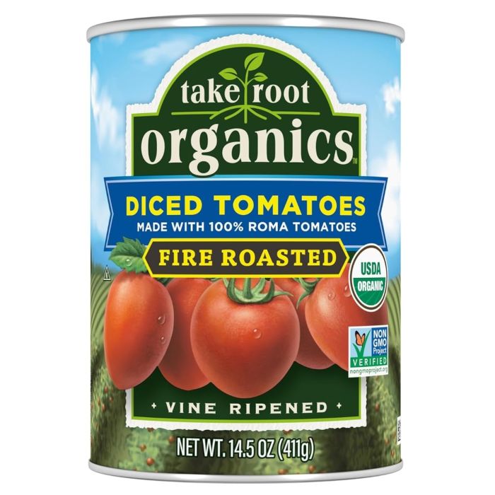 TAKE ROOT ORGANICS: Fire Roasted Diced Tomatoes, 14.5 oz