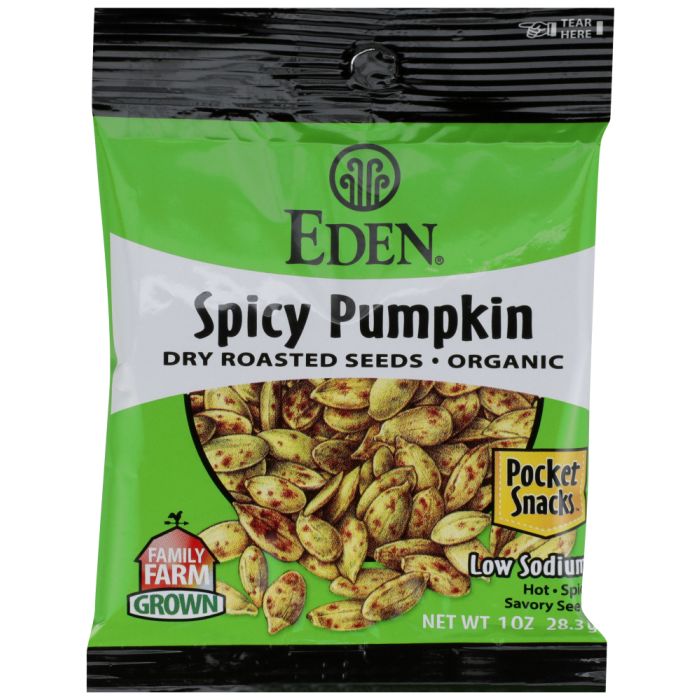 EDEN FOODS: Spicy Pumpkin Seeds Pocket Snacks, Organic, 1 OZ