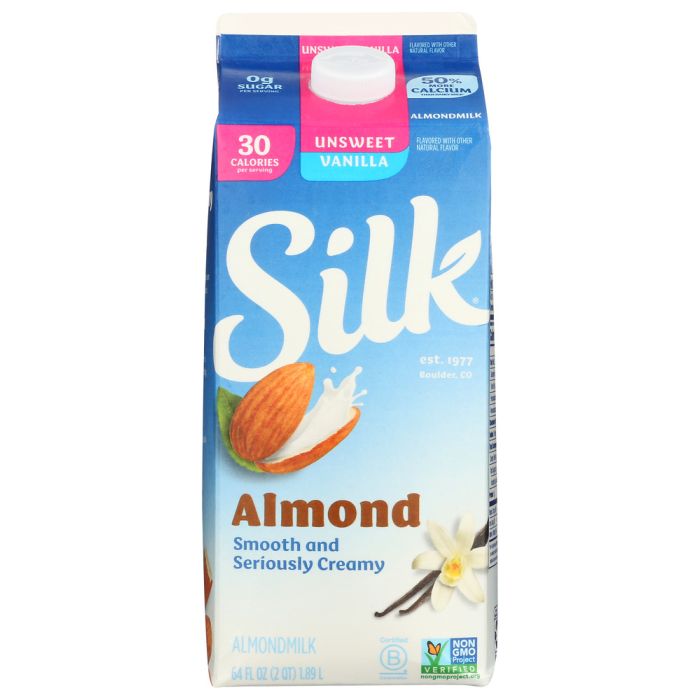 SILK: Vanilla Pure Almond Milk Unsweetened, 64 oz