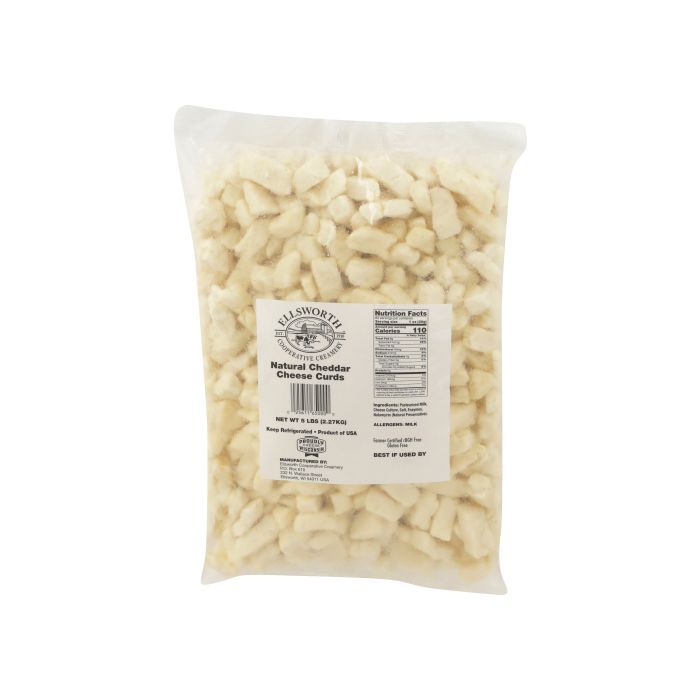 ELLSWORTH: Natural White Cheddar Cheese Curds, 5 lb