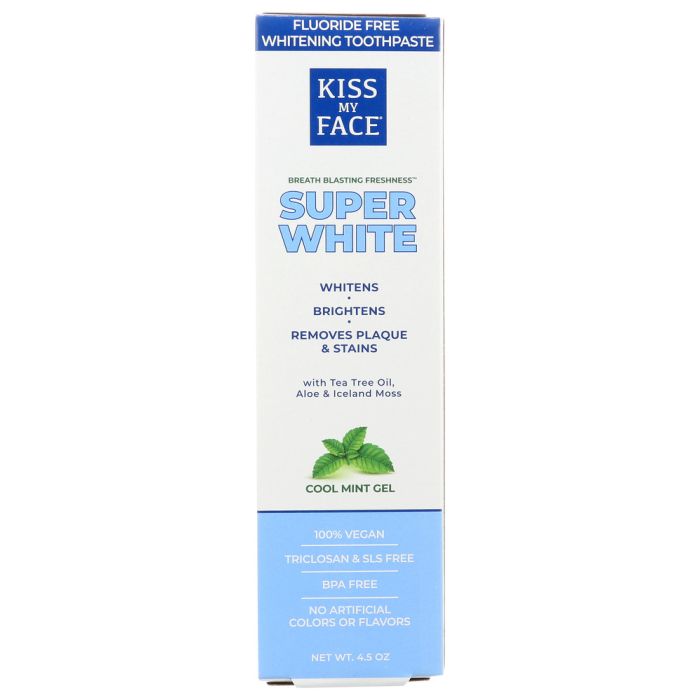 KISS MY FACE: Whitening Cool Mint Gel Fluoride Free Toothpaste, 4.5 oz