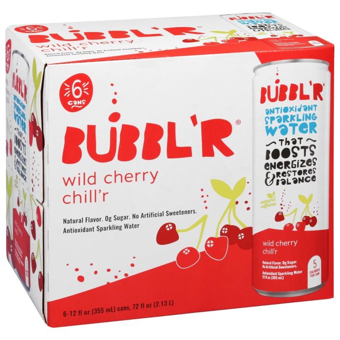BUBBLR: Wild Cherry Chill’r Antioxidant Sparkling Water 6 pack, 72 fo