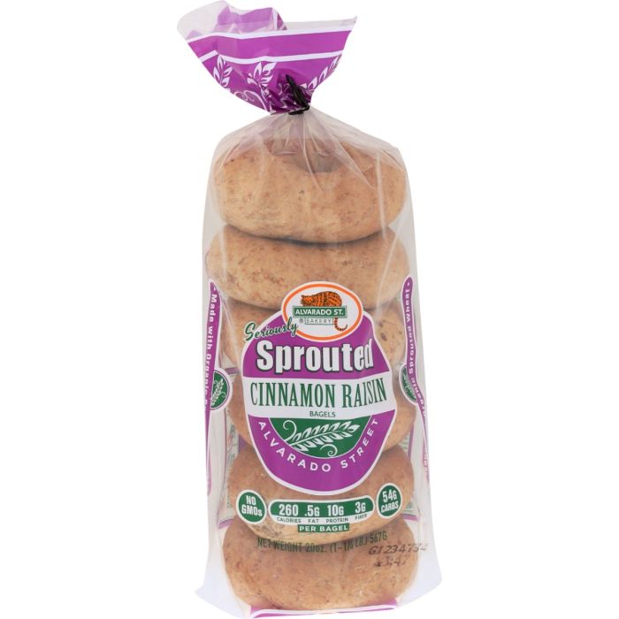 ALVARADO STREET BAKERY: Organic Sprouted Wheat Cinnamon Raisin Bagels, 20 oz