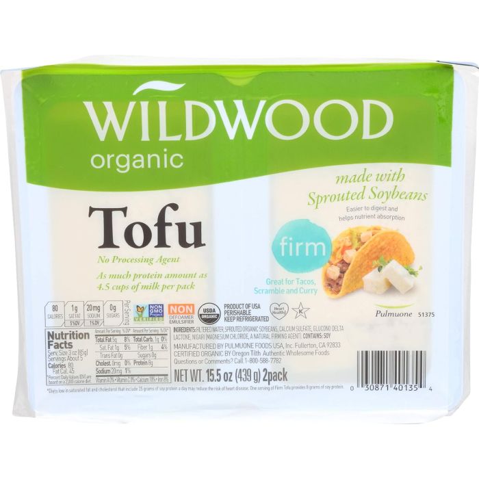 WILDWOOD: Organic Sprouted Firm Tofu 2 Pack, 15.5 oz