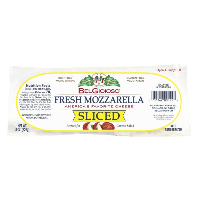 BELGIOIOSO: Fresh Mozarrela Cheese Sliced 8 oz