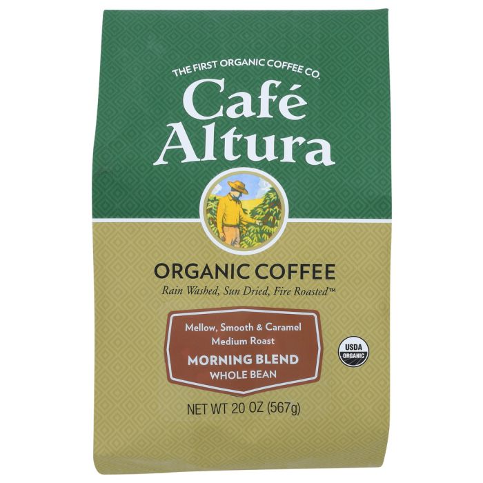 CAFE ALTURA: Organic Morning Blend Whole Bean Coffee, 1.25 lb