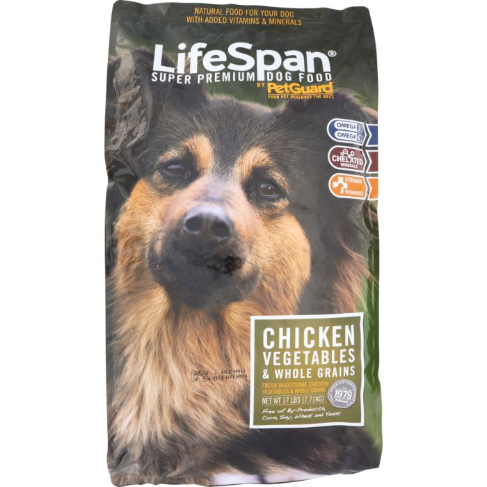PETGUARD: LifeSpan Premium Dog Food Chicken, Vegetables and Whole Grains, 17 Lb
