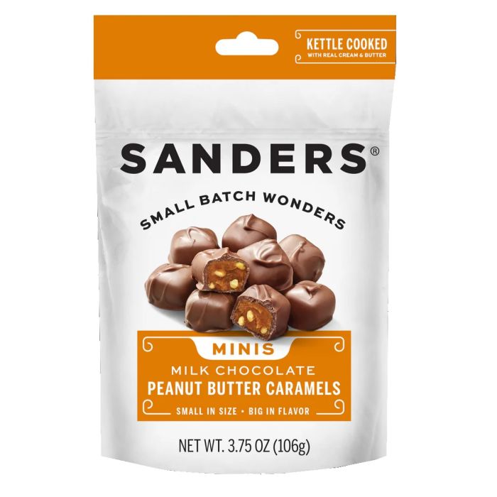 SANDERS: Milk Chocolate Crunchy Peanut Butter Caramels Minis, 3.75 oz