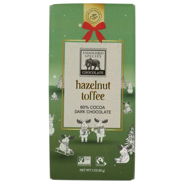 ENDANGERED SPECIES: Dark Chocolate Bar Hazelnut Toffee, 3 oz