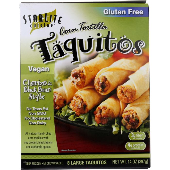 STARLITE CUISINE: Vegan Chorizo and Black Bean Style Taquitos, 14 oz
