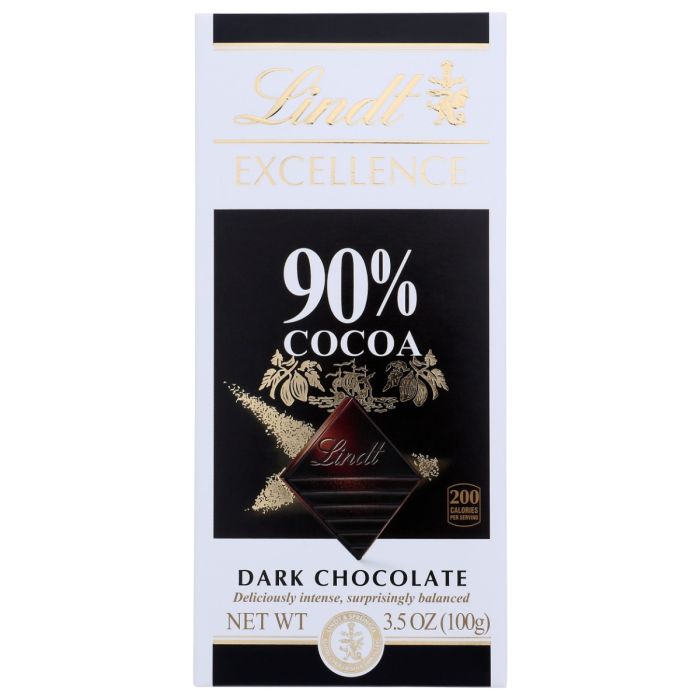 LINDT: 90% Cocoa Dark Chocolate Bar, 3.5 oz