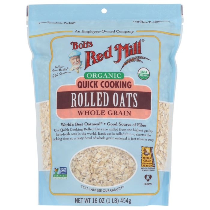 BOBS RED MILL: Organic Quick Cooking Rolled Oats, 16 oz