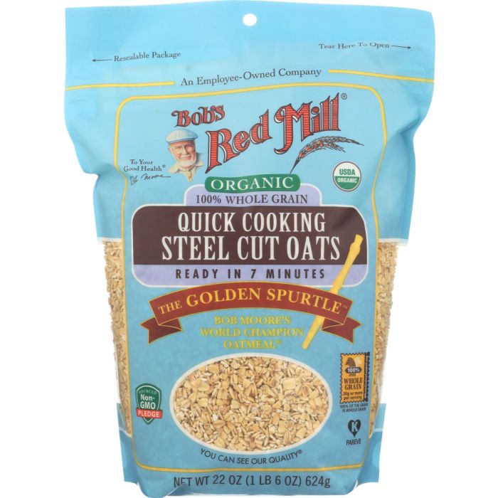 BOBS RED MILL: Organic Quick Cooking Steel Cut Oats, 22 oz