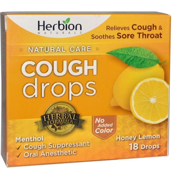 HERBION NATURALS: Cough Drops Honey Lemon, 18 pc
