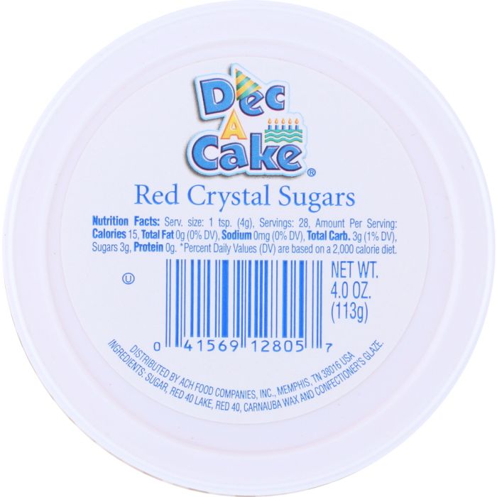 DEC A CAKE: Red Crystal Sugars Cup, 4 oz