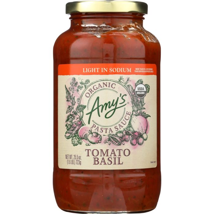 AMYS: Light in Sodium Tomato Basil Pasta Sauce, 25.5 oz