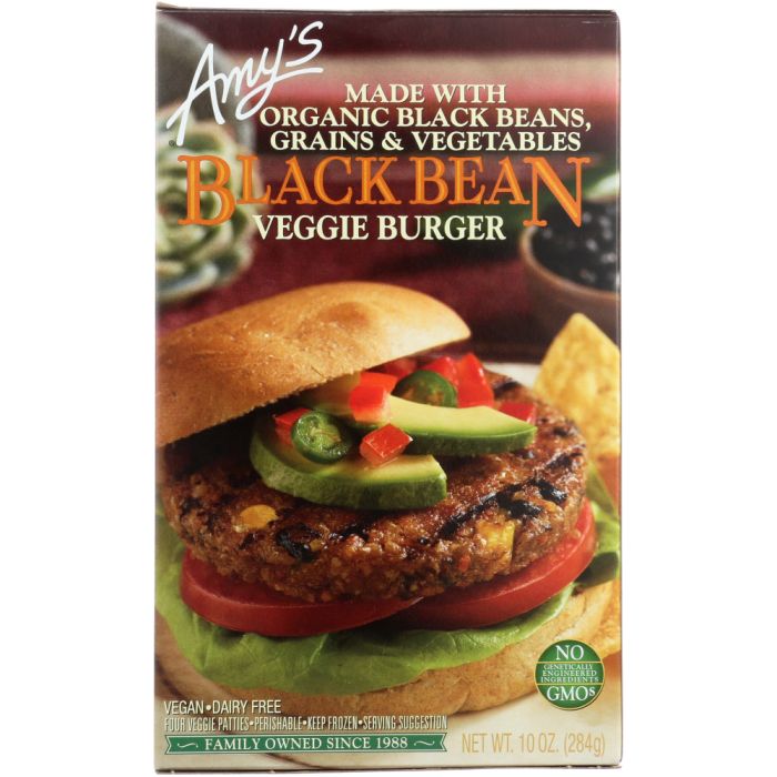 AMYS: Black Bean Veggie Burger, 10 oz
