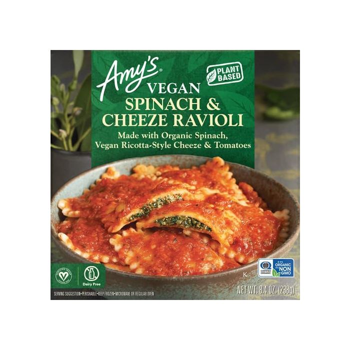 AMYS: Vegan Spinach and Cheeze Ravioli Bowls, 8.40 oz