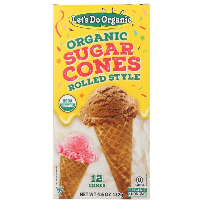 LETS DO ORGANICS: Organic Ice Cream Sugar Cones Rolled Style, 4.6 oz