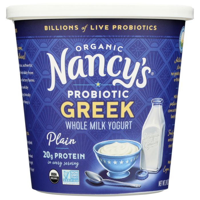 NANCYS: Organic Probiotic Plain Whole Milk Greek Yogurt, 24 oz